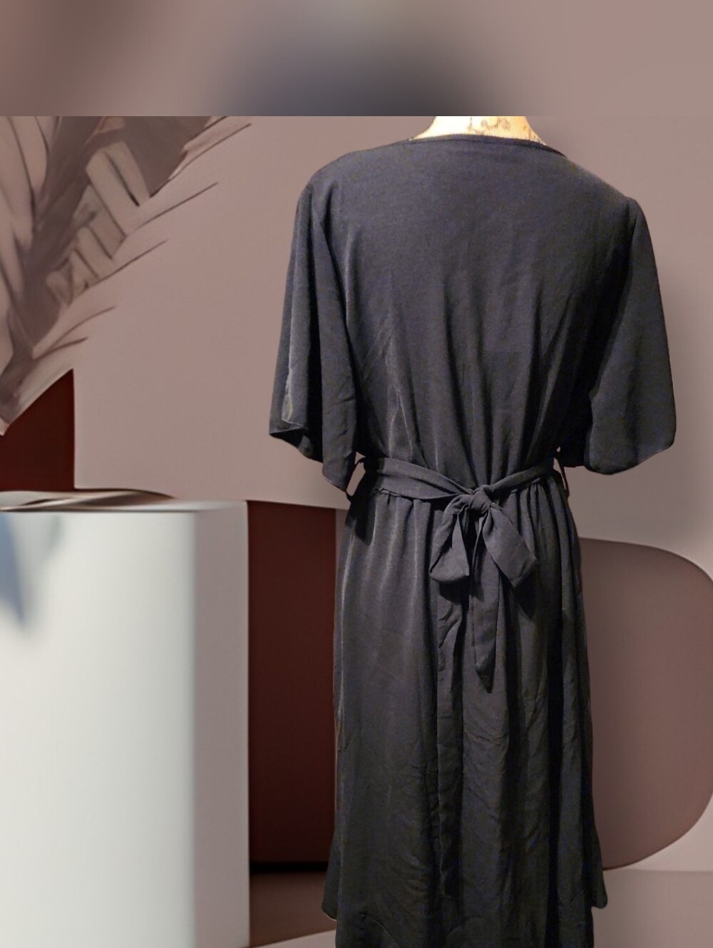 BloomChic Solid Tie Surplice Ruffle High-Low Dress - Picture 7 of 11